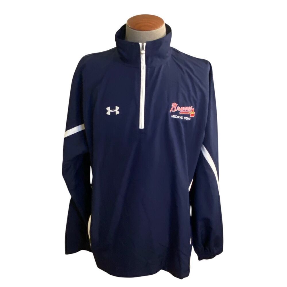 Atlanta Braves Under Armour Pullover Jacket 3/4 Zip Lightweight Packable XL